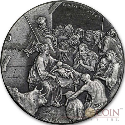 Niue Island THE NATIVITY THE BIRTH OF JESUS series BIBLICAL Silver coin $2 High relief 2016 Antique finish 2 oz